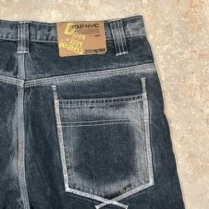 212 NYC Jorts Mens 34x14 Blue Denim Jeans Shorts Dark Wash Loose Fit Streetwear